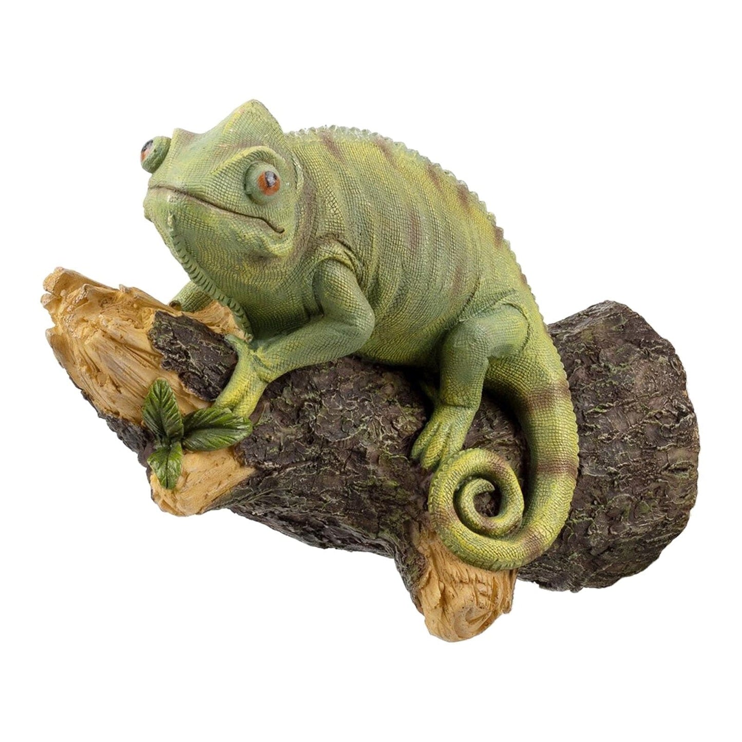 Resin chameleon figurine on the tree