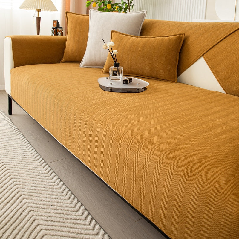 Luxurious Herringbone Chenille Sofa Protector