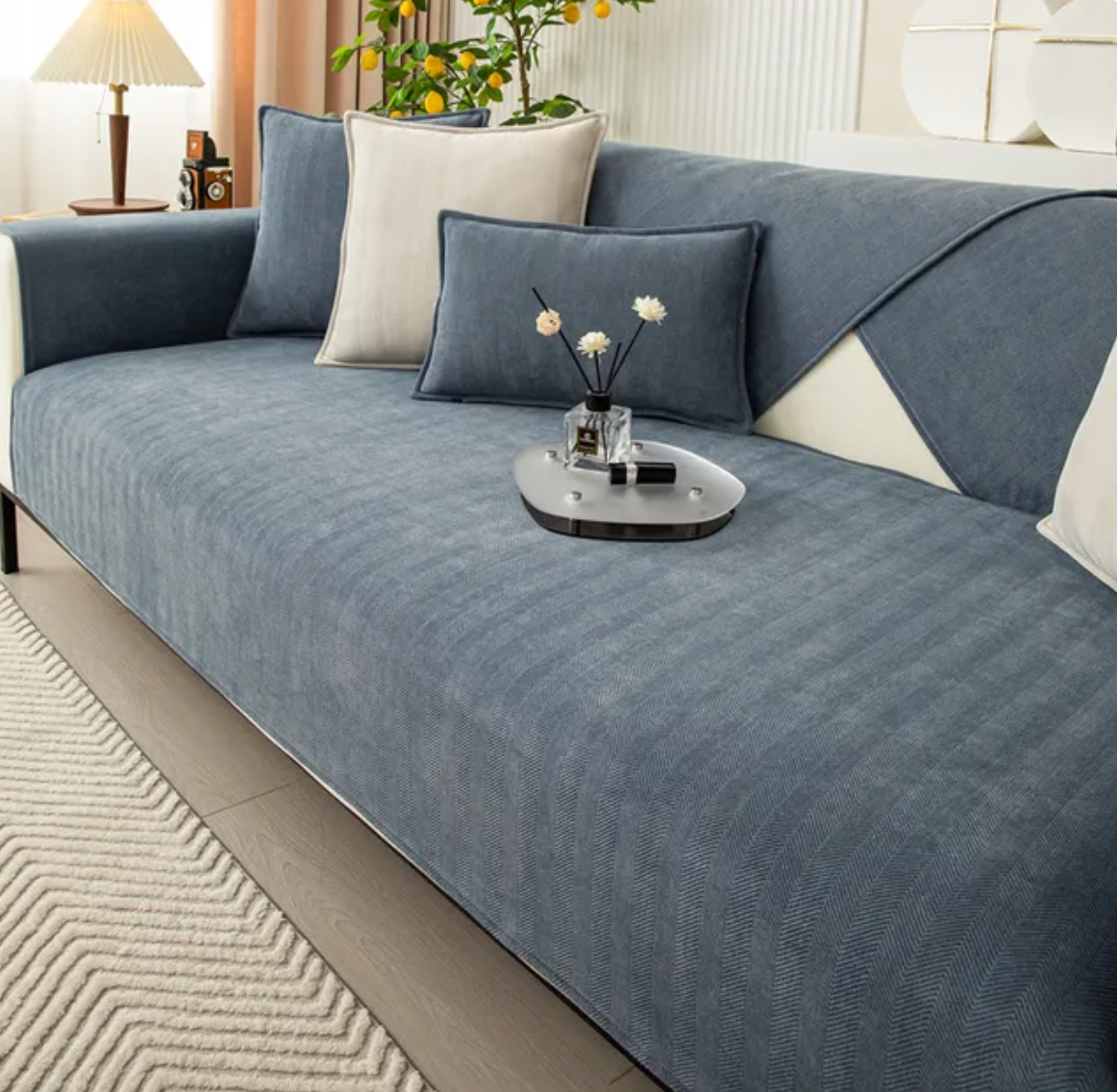 Luxurious Herringbone Chenille Sofa Protector